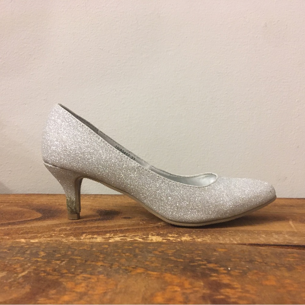 Silver sparkly heels